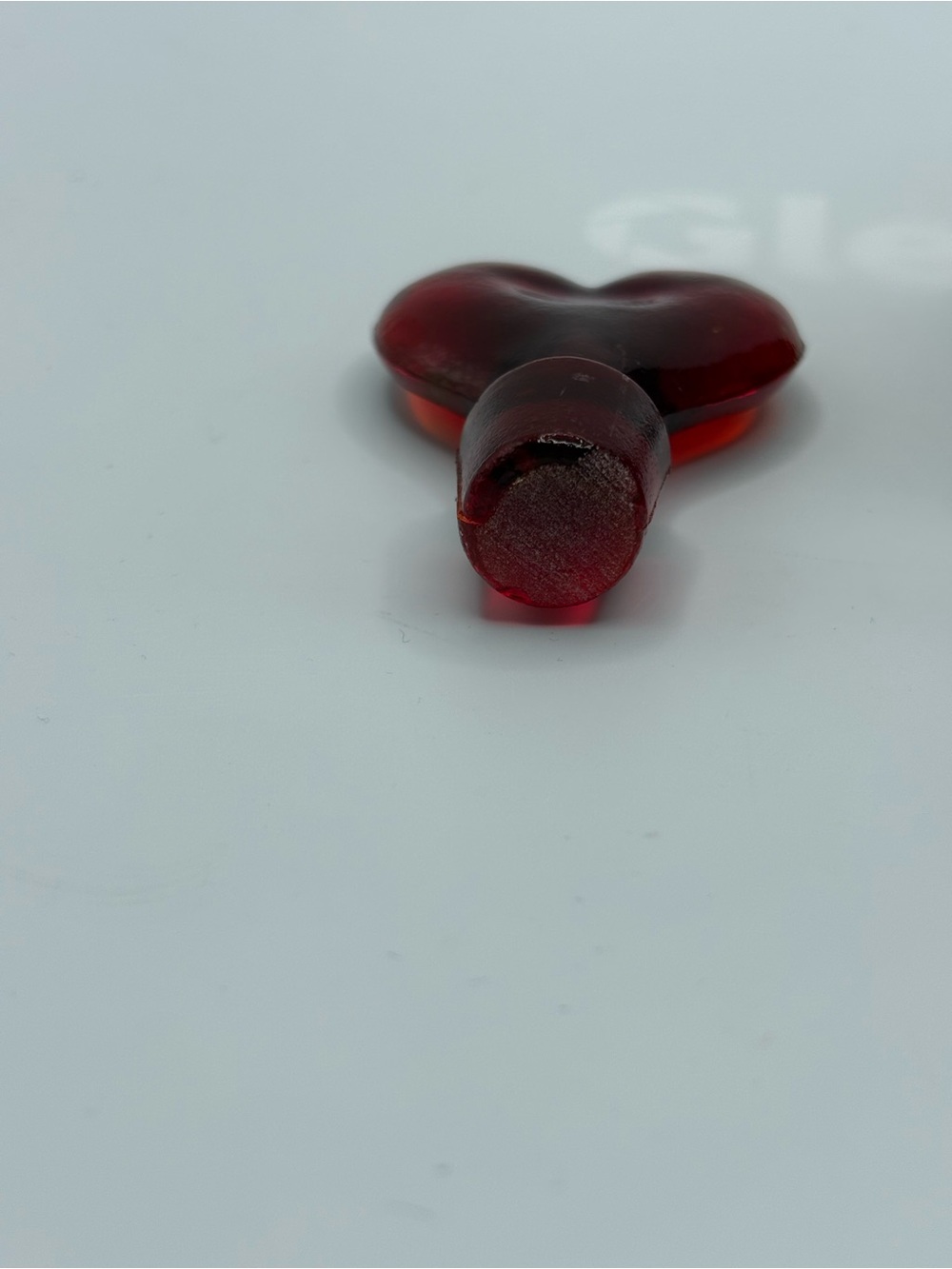 VTG Ruby Red Art Glass Bottle W/ Heart Shaped Stopper Triangle Base Glows 6.5” - Picture 11 of 16